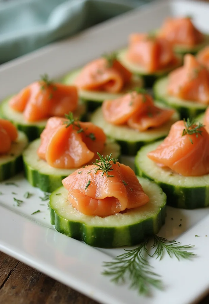 10 Keto Cucumber Recipes Light and Refreshing - 7. Cucumber and Salmon Bites
