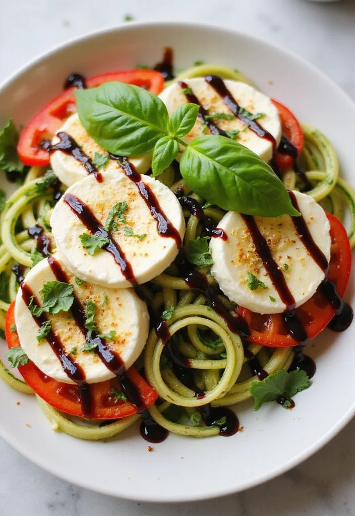 10 Keto Zoodle Recipes for Light Pasta Style Meals - 6. Caprese Zoodles with Balsamic Glaze