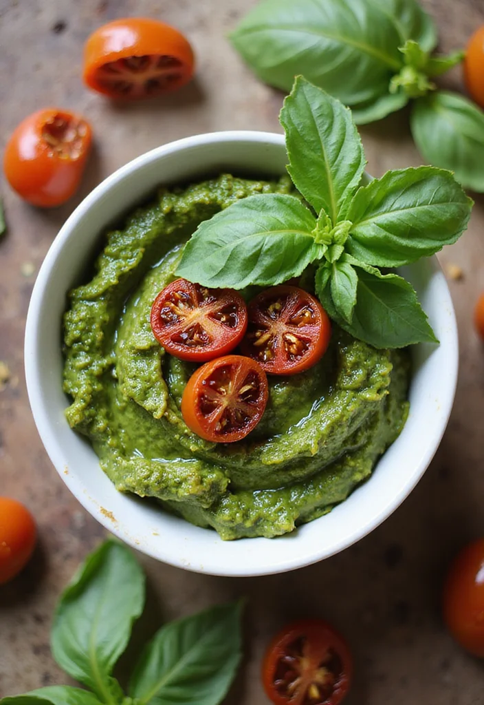 10 Vegan Pesto Recipes Fresh and Flavorful - 4. Basil & Sun-Dried Tomato Pesto