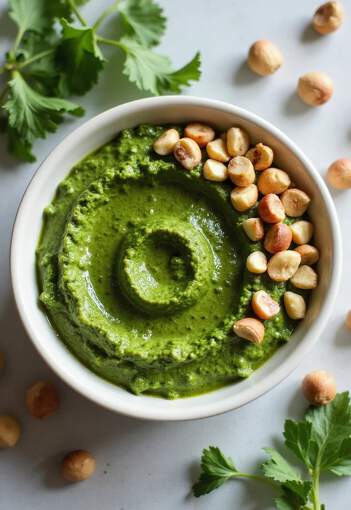 10 Vegan Pesto Recipes Fresh and Flavorful - 7. Mustard Green & Hazelnut Pesto