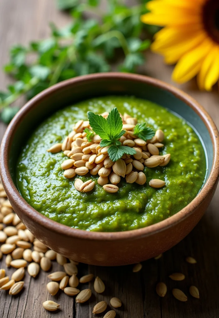 10 Vegan Pesto Recipes Fresh and Flavorful - 9. Oregano & Sunflower Seed Pesto
