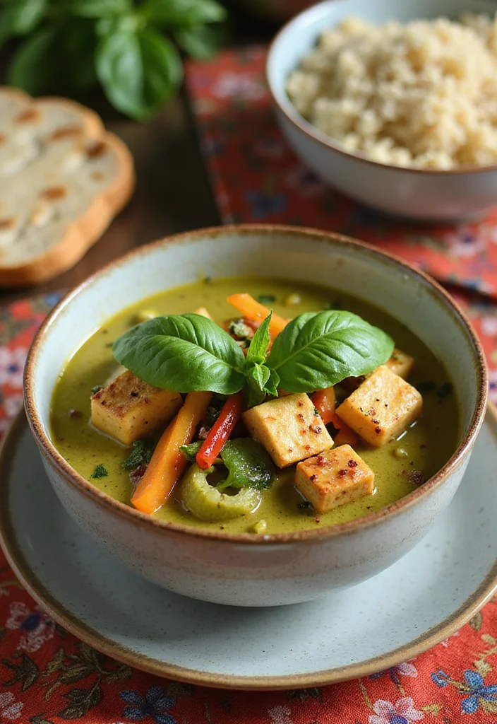 10 Vegan Thai Curry Recipes Warm and Aromatic - 2. Green Thai Curry with Tofu