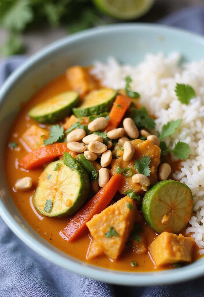 10 Vegan Thai Curry Recipes Warm and Aromatic - 5. Thai Peanut Curry with Vegetables