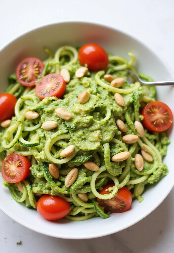 12 Dinner Bowl Recipes for Easy Balanced Eating - 12. Zucchini Noodle Bowl with Avocado Pesto