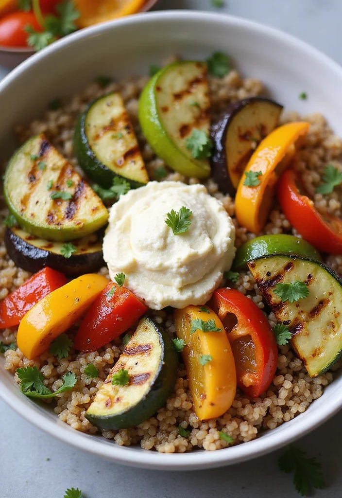 12 Dinner Bowl Recipes for Easy Balanced Eating - 9. Grilled Vegetable and Hummus Bowl