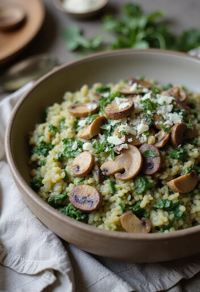 12 Fresh Dinner Recipes Light and Flavorful - 10. Mushroom and Spinach Risotto