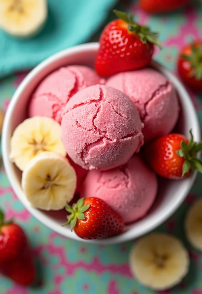 12 Fun and Easy Vegan Ice Cream Dessert Recipes - 3. Strawberry Banana Sorbet