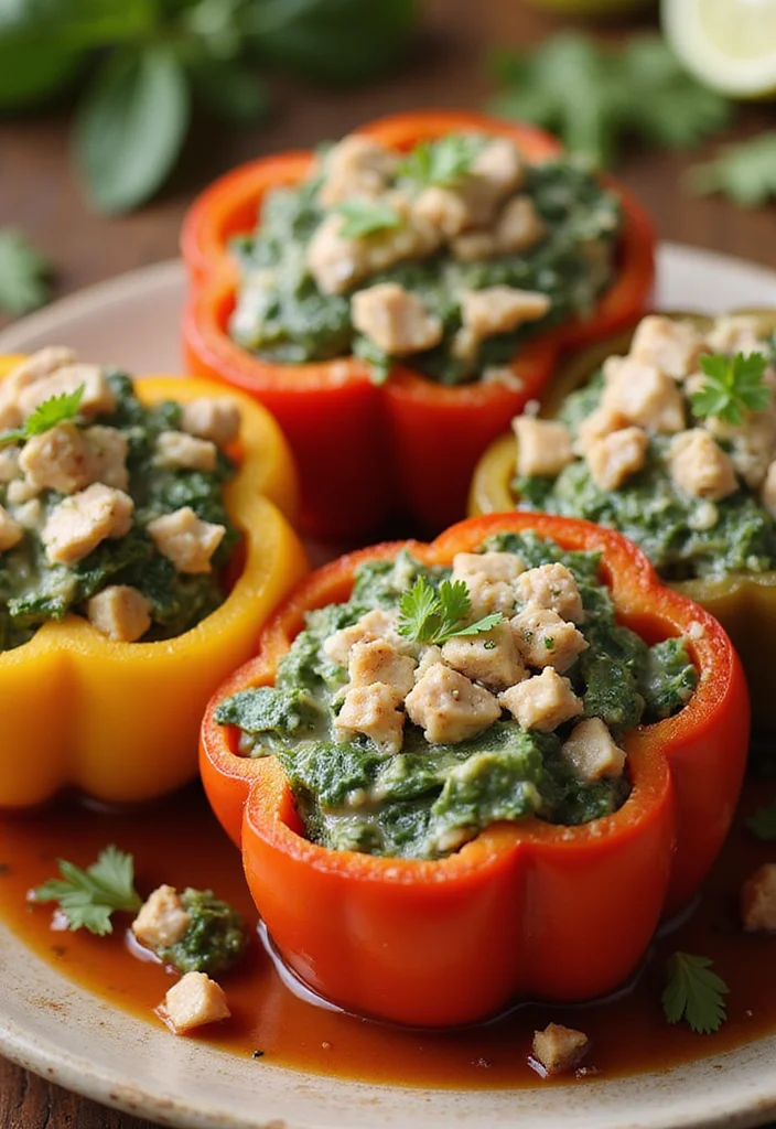 12 Healthy Tuna Recipes for Light Protein Meals - 12. Tuna & Spinach Stuffed Peppers
