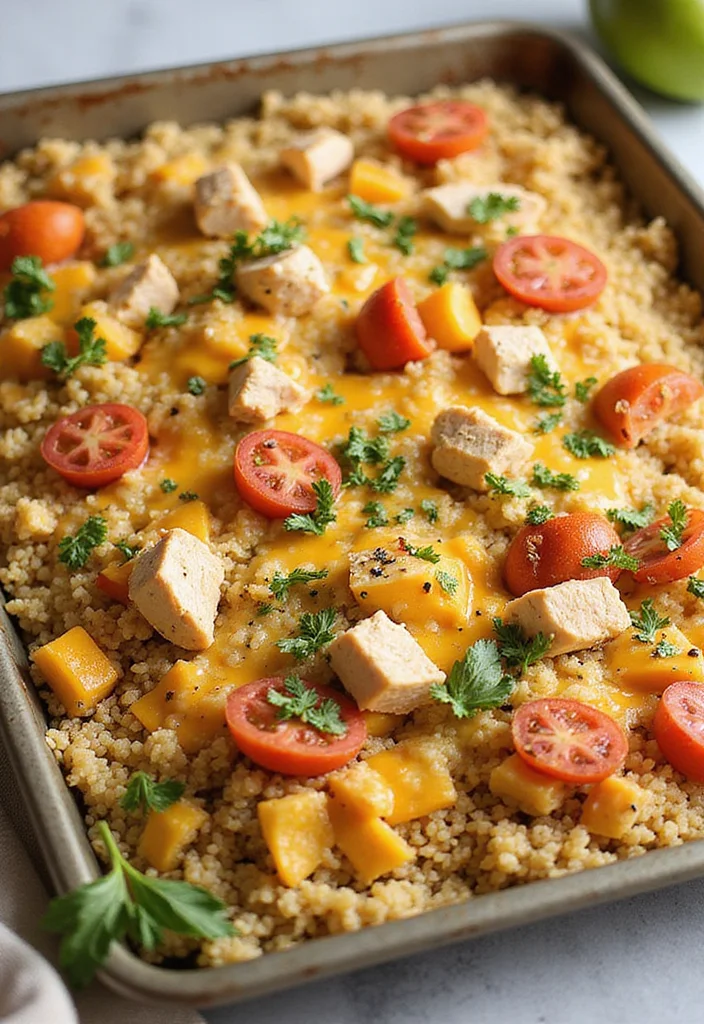 12 Keto Sheet Pan Recipes for Fast No Fuss Dinners - 10. Chicken and Veggie Quinoa Bake