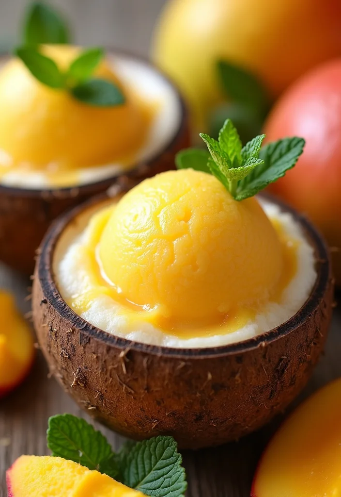 12 Mango Dessert Recipes Sweet and Refreshing - 1. Mango Coconut Sorbet