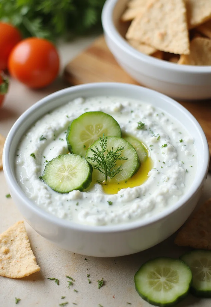 12 Mediterranean Vegan Recipes Bright and Healthy - 10. Tzatziki with Cucumber and Dill