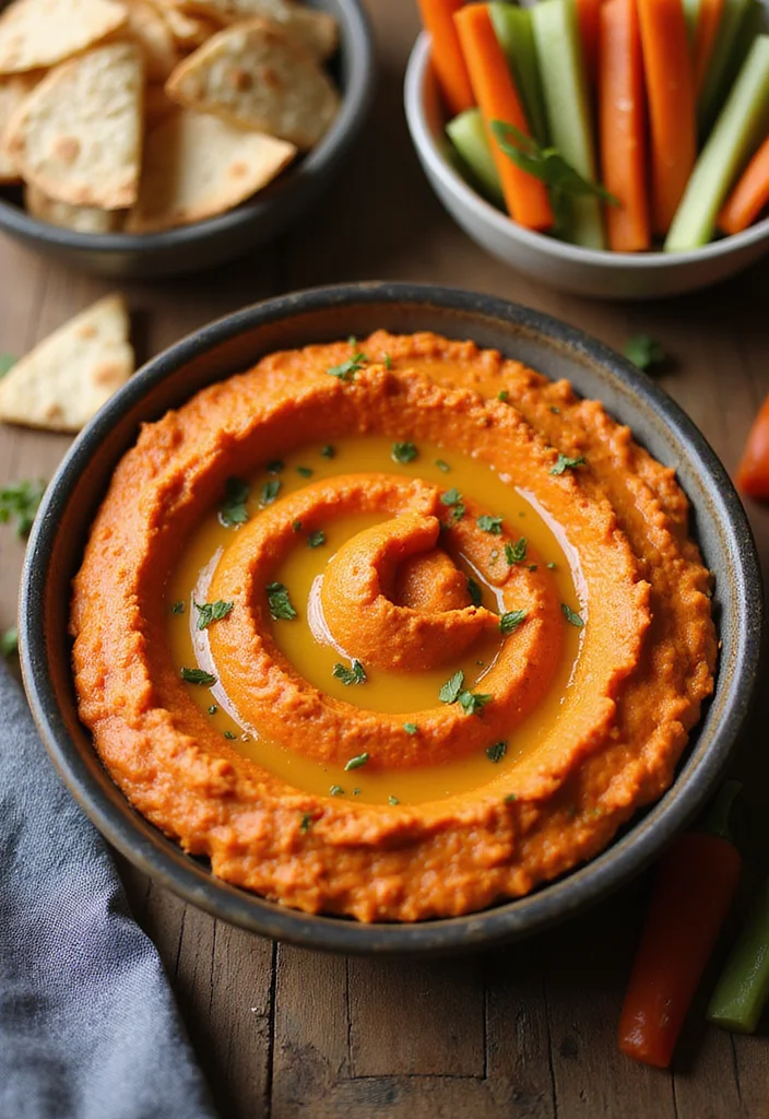 12 Mediterranean Vegan Recipes Bright and Healthy - 4. Roasted Red Pepper Hummus