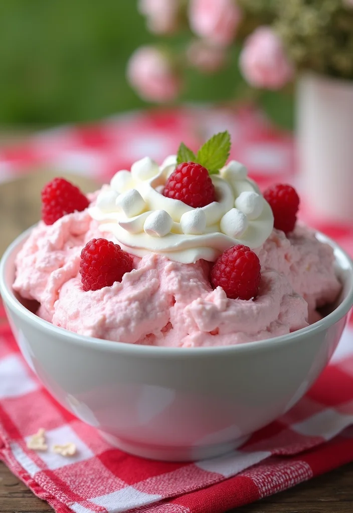 12 Raspberry Dessert Recipes Bright and Juicy - 10. Raspberry Fluff Salad