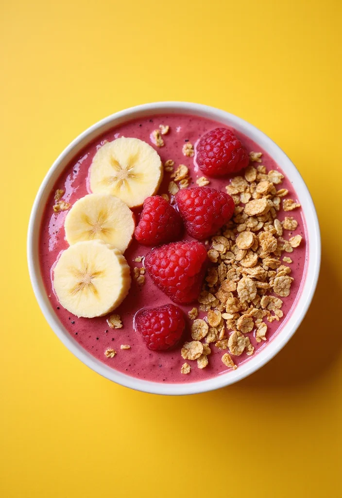 12 Raspberry Dessert Recipes Bright and Juicy - 6. Raspberry Banana Smoothie Bowl