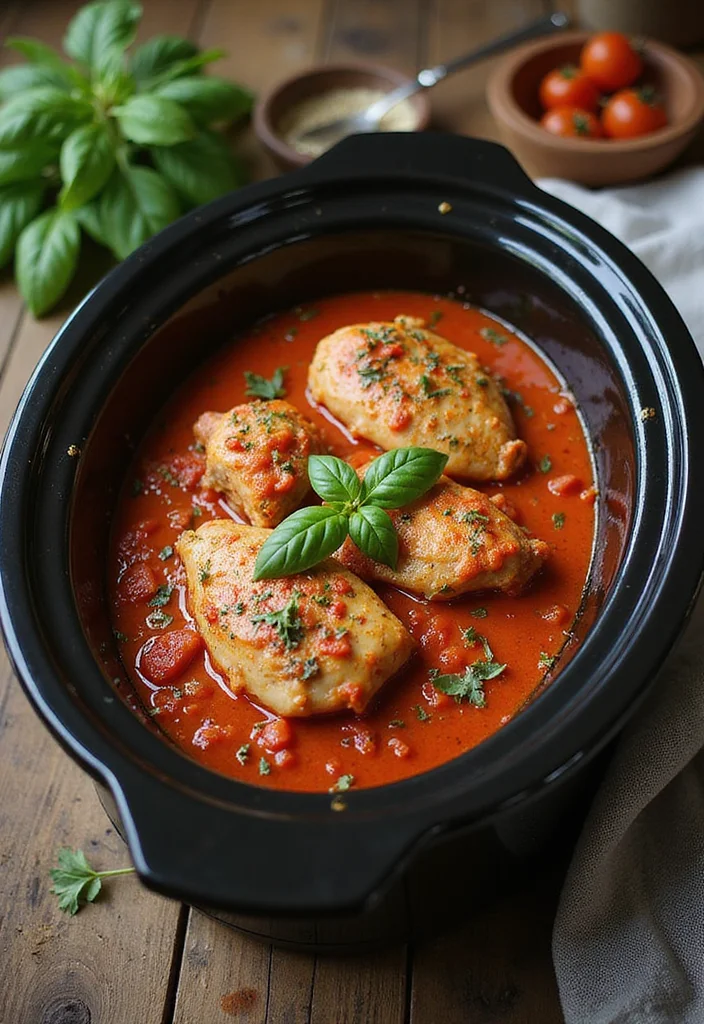12 Tomato Dinner Recipes Fresh and Satisfying - 2. Slow Cooker Tomato Basil Chicken