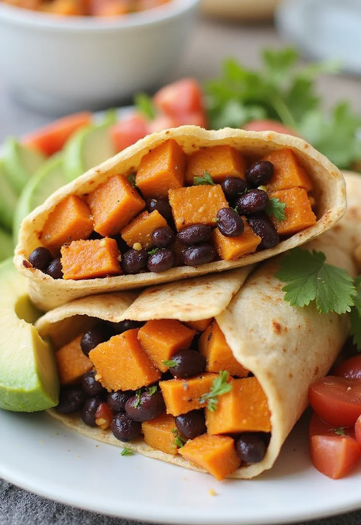 12 Vegan Dinner Recipes for Easy Weeknights - 6. Sweet Potato and Black Bean Burritos
